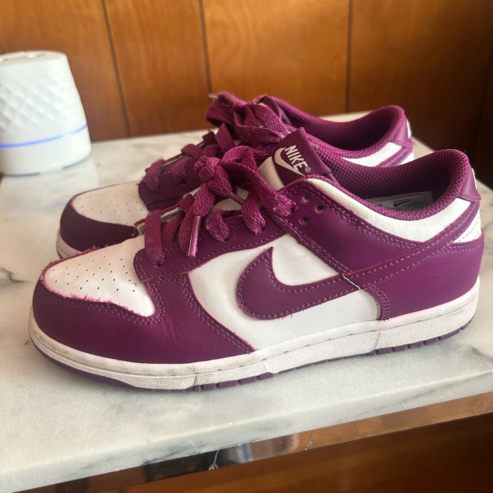 Nike Kids Purple and White Dunk Low Sneakers